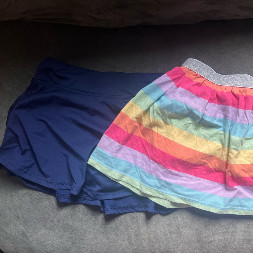 Colorful Rainbow Skirt with Navy Shorts